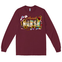 Burgundy school nurse Long Sleeve Tee - CowhideDigitalArt