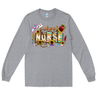 Heather Grey school nurse Long Sleeve Tee - CowhideDigitalArt