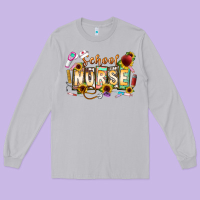 School Nurse Long Sleeve Tee Designed By Cowhidedigitalart