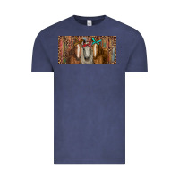 Vintage Denim Horses with serape and leopard Vintage Tee - RanaPortraitStore