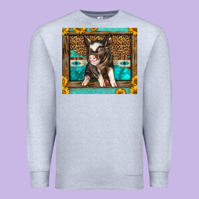Western Cute Pig Premium Sweatshirt Designed By Lillyallendesigns