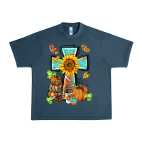 Midnight Navy western thankful cross pumpkin Urban Heavy Tee - BarkalooDesign