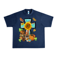 Navy western thankful cross pumpkin Urban Heavy Tee - BarkalooDesign