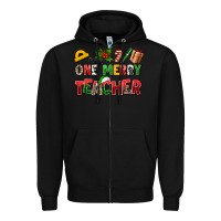 Black one merry teacher Zipper Hoodie - AdoDesignShop