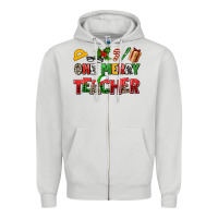 Dove Grey one merry teacher Zipper Hoodie - AdoDesignShop