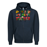 Navy one merry teacher Zipper Hoodie - AdoDesignShop