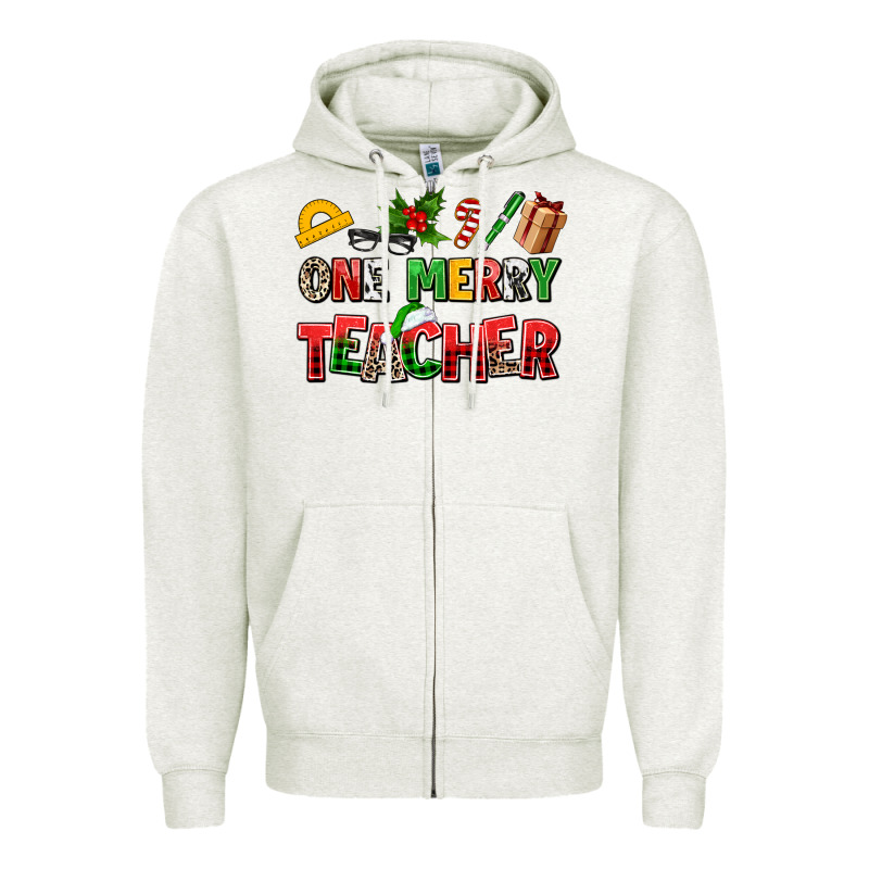 One Merry Teacher Zipper Hoodie by AdoDesignShop | Teevron