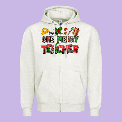 One Merry Teacher Zipper Hoodie Designed By Adodesignshop
