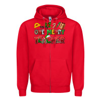 Red one merry teacher Zipper Hoodie - AdoDesignShop
