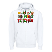 White one merry teacher Zipper Hoodie - AdoDesignShop