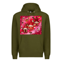 Army Green gnomies with food Premium Hoodie - NancyCooperArtShop