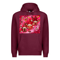 Burgundy gnomies with food Premium Hoodie - NancyCooperArtShop