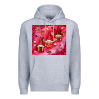 Heather Grey gnomies with food Premium Hoodie - NancyCooperArtShop