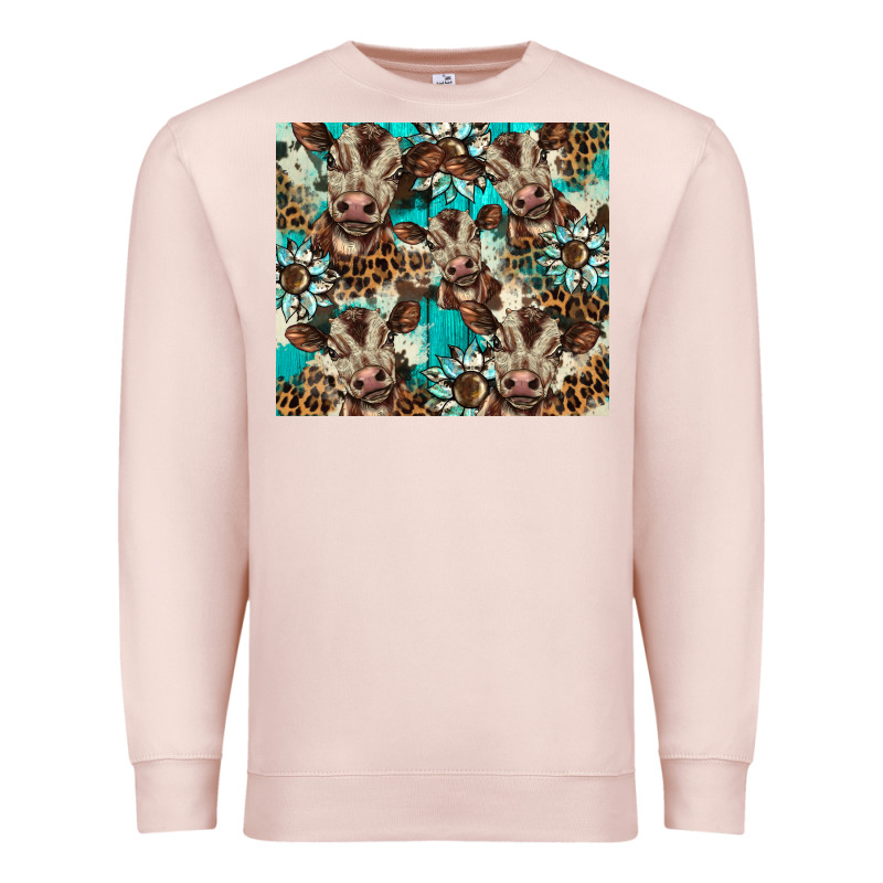 Western Cowhide Sunflower Baby Cow Premium Sweatshirt by BarkalooDesign | Teevron