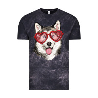 Cloud Black husky with love glasses Vintage Tee - RanaPortraitStore