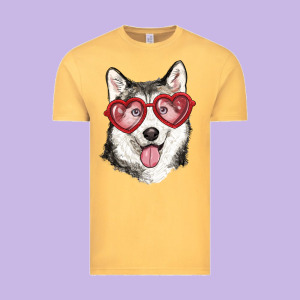 Husky With Love Glasses Vintage Tee Designed By Ranaportraitstore