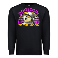 Black doge coin to the moon 80's retro sunset Premium Sweatshirt - Jasminsmagicworld