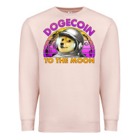 Pale Pink doge coin to the moon 80's retro sunset Premium Sweatshirt - Jasminsmagicworld