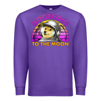 Purple doge coin to the moon 80's retro sunset Premium Sweatshirt - Jasminsmagicworld
