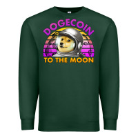 Sports Green doge coin to the moon 80's retro sunset Premium Sweatshirt - Jasminsmagicworld