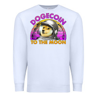 White doge coin to the moon 80's retro sunset Premium Sweatshirt - Jasminsmagicworld