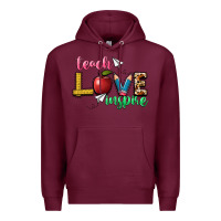 Burgundy teach love inspire Premium Hoodie - NancyCooperArtShop