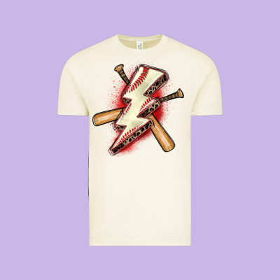 Baseball Lightning Bolt Vintage Tee Designed By Zillion Design Studio
