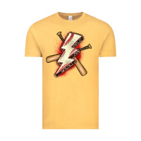 Vintage Mustard baseball lightning bolt Vintage Tee - Zillion Design Studio