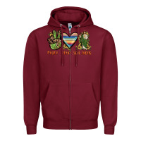 Burgundy peace love san judas Zipper Hoodie - JahusDesignShop
