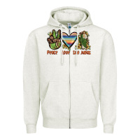 Oatmeal Heather peace love san judas Zipper Hoodie - JahusDesignShop