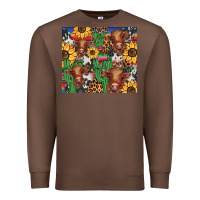 Western Cactus Sunflower Highlands Cow Premium Sweatshirt | Teevron