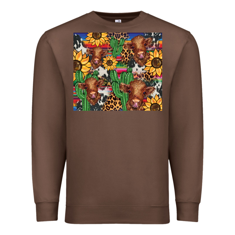 Western Cactus Sunflower Highlands Cow Premium Sweatshirt by BarkalooDesign | Teevron