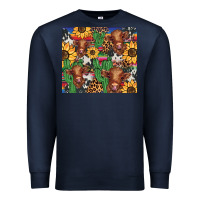 Navy western cactus sunflower highlands cow Premium Sweatshirt - BarkalooDesign
