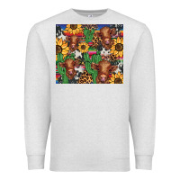 Oatmeal Heather western cactus sunflower highlands cow Premium Sweatshirt - BarkalooDesign