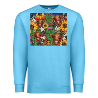 Ocean Blue western cactus sunflower highlands cow Premium Sweatshirt - BarkalooDesign