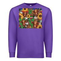 Purple western cactus sunflower highlands cow Premium Sweatshirt - BarkalooDesign