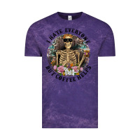 Cloud Purple I Hate Everyone But Coffee Helps With Flowers Vintage Tee - RanaPortraitStore