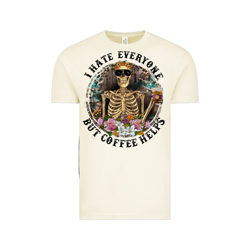 I Hate Everyone But Coffee Helps With Flowers Vintage Tee by RanaPortraitStore | Teevron