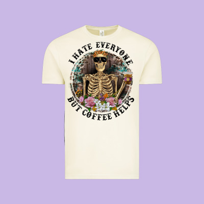 Vintage Tee I Hate Everyone But Coffee Helps With Flowers