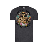 Vintage Black I Hate Everyone But Coffee Helps With Flowers Vintage Tee - RanaPortraitStore