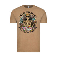 Vintage Coffee I Hate Everyone But Coffee Helps With Flowers Vintage Tee - RanaPortraitStore