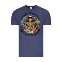 Vintage Denim I Hate Everyone But Coffee Helps With Flowers Vintage Tee - RanaPortraitStore