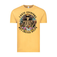 Vintage Mustard I Hate Everyone But Coffee Helps With Flowers Vintage Tee - RanaPortraitStore