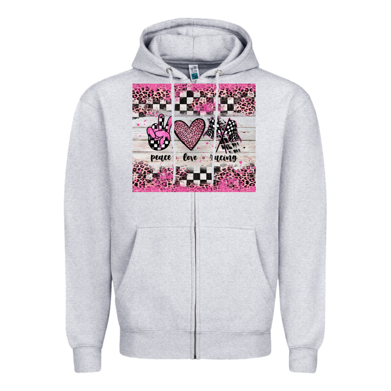 Peace Love Racing Zipper Hoodie by JahusDesignShop | Teevron