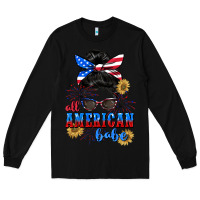 Black All American Babe 4th of July Long Sleeve Tee - CowGirlArtShop