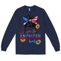 Navy All American Babe 4th of July Long Sleeve Tee - CowGirlArtShop
