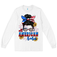 White All American Babe 4th of July Long Sleeve Tee - CowGirlArtShop