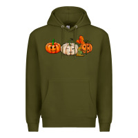Army Green pumpkins face Premium Hoodie - AdoDesignShop