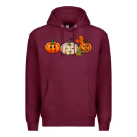 Burgundy pumpkins face Premium Hoodie - AdoDesignShop