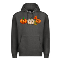 Charcoal Heather pumpkins face Premium Hoodie - AdoDesignShop
